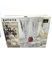 Lead Crystal Flutes Galleria by Cristal d’Arques France 24% Lead Set of 4 In Box