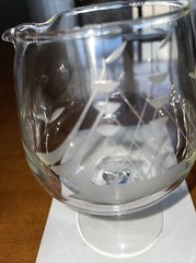 Vintage Brandy Snifter Etched Clipper Ship Pour Spout If Mixing or Wine Tasting