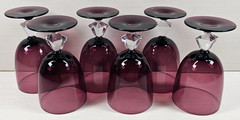 (6) Bryce Aquarius Amethyst Water Goblets Set Vintage Geometric Stemware MCM Lot
