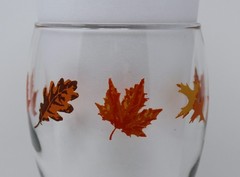 3 Vintage Libbey Autumn Fall Leaves Water Wine Goblet Glasses 14oz Thanksgiving