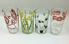 4 Kraft Swanky Swigs Antique, Yellow Posy Jonquil, Black Tulip, Red White Daisy