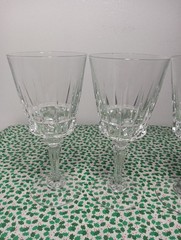 Vintage Set Of 4 Victoria Cut Knob Stem Wine Glasses 6.7/8″