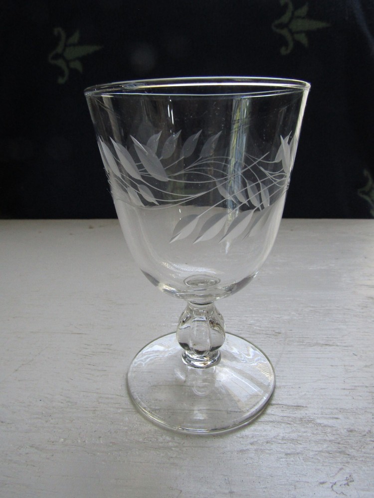 Vintage MCM Libbey Glass Company- Etched Wheat Pattern ~ 5 1/2″ T 3 3/8″ Dia