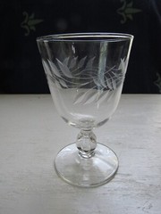 Vintage MCM Libbey Glass Company- Etched Wheat Pattern ~ 5 1/2″ T 3 3/8″ Dia