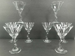 8 Libbey Z Stem Clear Martini Glasses Crooked Cocktail Cosmopolitan Glasses Set