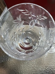 Royal Brierly Crystal Wine Glasses Set of 2 Etched Cornflowers Stunning W Box