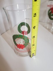 Vintage LIBBEY Christmas Wreath & Bow Drinking Glasses (Set of 8)