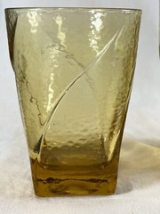 Vintage Hazel-Atlas Pebblestone Gold Glasses 1-5” & 1-4 1/4”