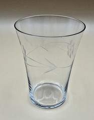 Vintage Clear Optic Glass Floral Etched Pitcher & 5 Glasses MCM Set