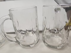 Set of 4 Vintage Thumbprint Dimple Mugs. They Weigh 7 Oz Each