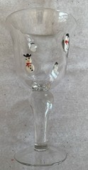 Artland Fused Glass Wine Water Goblet Snowman, Hand Blown Art Glass Black Hat