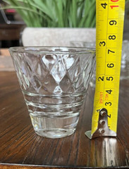 6 Vintage Low Ball MCM Diamond Pattern Rocks Whiskey Shot Cocktail Glasses – B22