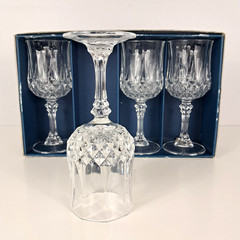 LONGCHAMP Cristal d’Arques Lead Crystal Wine Glass Set of 4 France 8 3/4oz