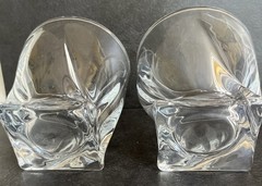 Mikasa “Motion” Twist Rocks Glasses, Set Of 2, 3.75” Tall, Great Cond., Sq. Base