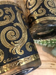 A Vintage Culver Toledo Black And Gold Glass Tumblers Set Of 2 Collectible Rare