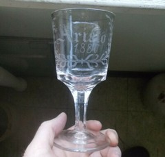 ARISTO 1880 WHEEL CUT ENGRAVED GLASS GOBLET RARE ORIGINAL