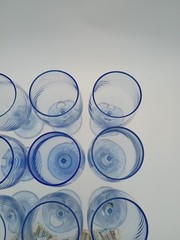 RARE 9 – 1960 Libbey Misty Blue Swirl Sapphire Design Wine Glass Goblets | 7 1/8