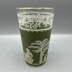 Jeanette Hellenic Green Jasper Tumbler Water Glass 5″ Mid Century Replacement