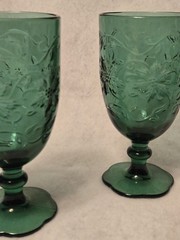 Princess House Fantasia Poinsettia Emerald Green 16 Oz Iced Tea Glass Set of 2