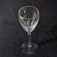 LENOX FIRELIGHT GOLD WINE GLASSES, Cut Lead Crystal, 7 7/8″, 6 oz, USA, 2PCS