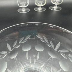 4 Etched Low Stem Iced Tea Glasses Standard Glass ? UNK359 5″ Clear