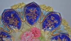 RS Prussia Heavy Cobalt Gold Roses Mold 90 Bowl