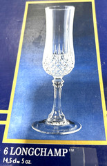 6 Cristal D’Arques Longchamp Lead Crystal Champagne Flutes 14.5cl/4.9oz France