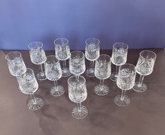 Vintage Set of 12 Bohemian Cut Crystal Wine Glasses 6 Pinwheel Starburst Prist