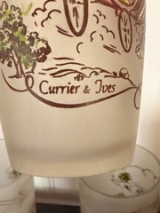 Vintage Currier & Ives Frosted Glass Tumblers Set of 5 Colonial Americana 5.75″