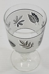 *MM) Set of 4 Libbey Glass Company Silver Foliage Leaves Stem Water Goblets 3003