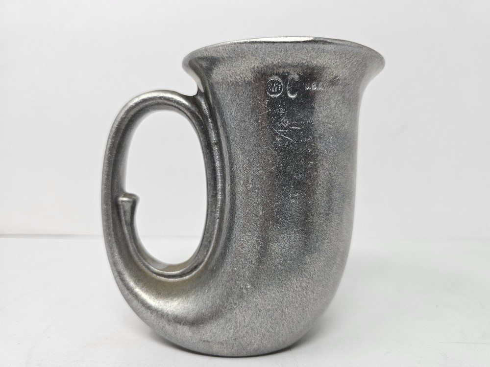 Vintage Wilton Armetale Horn Mug Tankard 4.75″ Pewter Metal USA Unique Marked