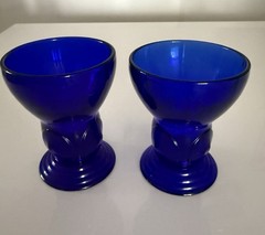 2 New Martinsville MOONDROPS BLUE *3 5/8″ 5oz TUMBLERS*