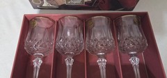 New Cristal D’Arques Longchamp Gold Rimmed Wine Glasses 7 1/4″ Set Of 4