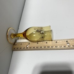 Vintage Set of 6 Amber Cordial Glass Footed w/ Gold Trim Clear Stem MCM