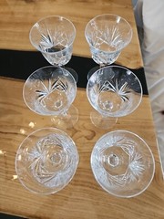 Nachtmann Nierstein Cut Crystal Wine Glasses Criss-Cross & Fan Design (6)