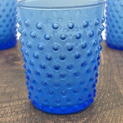 VTG Three blue hobnail juice tumblers 3.5 inches look in description note