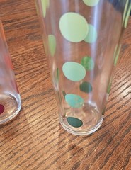 Vintage MCM 2 Libbey Polka Dot Glass Tumblers 1 green 1 red