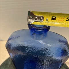 Libbey Cobalt Blue Pebbled Glass Bottle Decorative Vase, See Pics For Info!