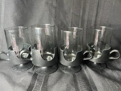 Vintage Set of 4 Corning Glas-Snap Plastic Glass Cups Hot Cold Coffee – 2 Sizes