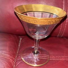 TIFFIN GLASS – Crystal Sherbet Glass – Etched Gold Rim – U.S. – Circa 1950’s
