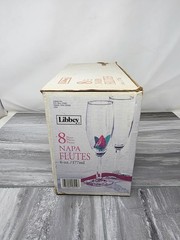 Libbey 1970’s Cut Glass 6 Oz 8″ Stem Footed Napa CHAMPAGNE WINE FLUTES 8795