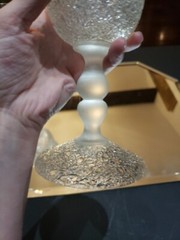 (2) Water Goblets 7-1/2″ Glasses, Antique Overshot Over shot c.1800’s Satin knop