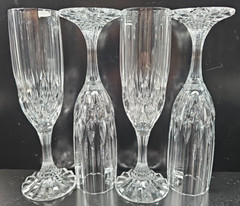 (4) Cristal D’Arques Bretagne Fluted Champagne Set Vintage Crystal Cut Stemware