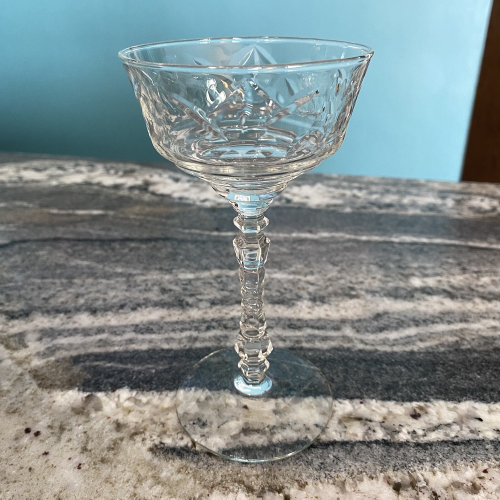 MINT Libbey Rock Sharpe Normandy Etched Sherbert Goblet Wine Glass Antique