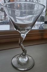 4 Libbey Z Stem Clear Martini Glasses Crooked Cocktail Cosmopolitan Glass Set