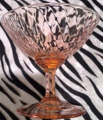 1 Fenton Diamond Optic-Pink Low Footed Sherbet/Champagne Glass 1927-1937