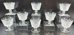 8 Westmoreland Princess Feather Clear Low Sherbet Set Depression Etch Emboss Lot