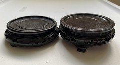 Set of 2 Vintage Chinese Carved Wood Display Stands Top Inner Rim 2.75″ W – #20