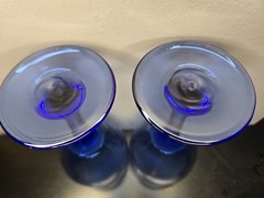 Vintage Libbey Teardrop Pair of (2) Wine/Water Glasses 7.5″ Cobalt Blue Fade