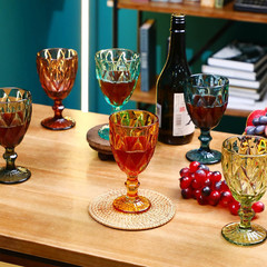 Set of 12 Vintage Glass Goblets Bulk 10 oz Multi Colored Stemware Wine Glasses C